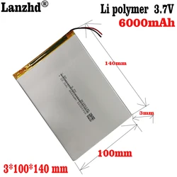 1-10pcs 3.7v Li Polymer lithium battery 30100140 6000mAh For Teclast M40  love landing PDA smart tablet computer 3.7v polymer