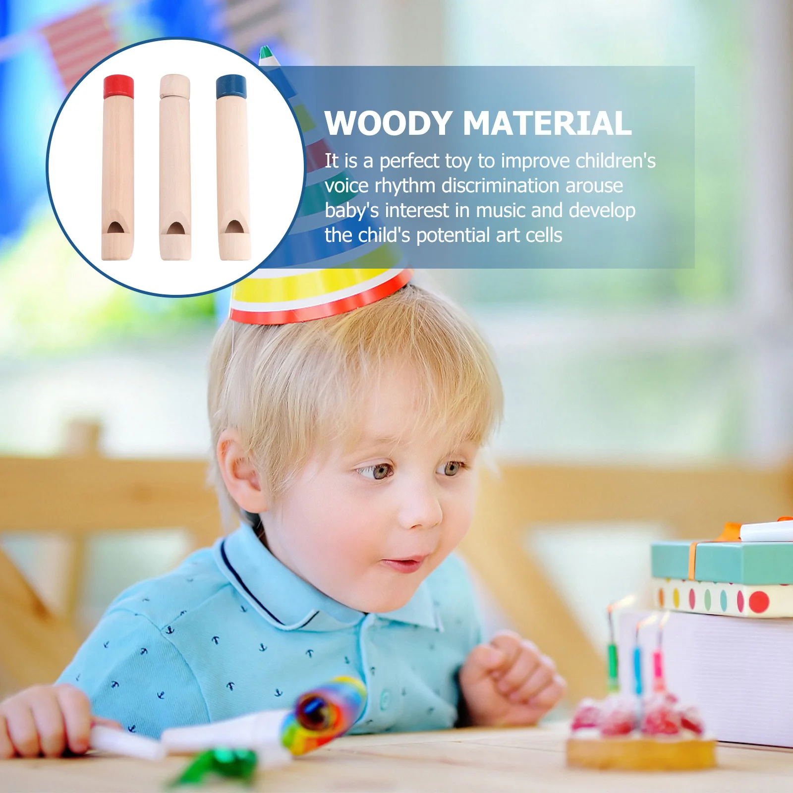 

3Pcs Children Wooden Pull-Push Voice Change Whistles Musical Instruments Early Education Music Children Whistles