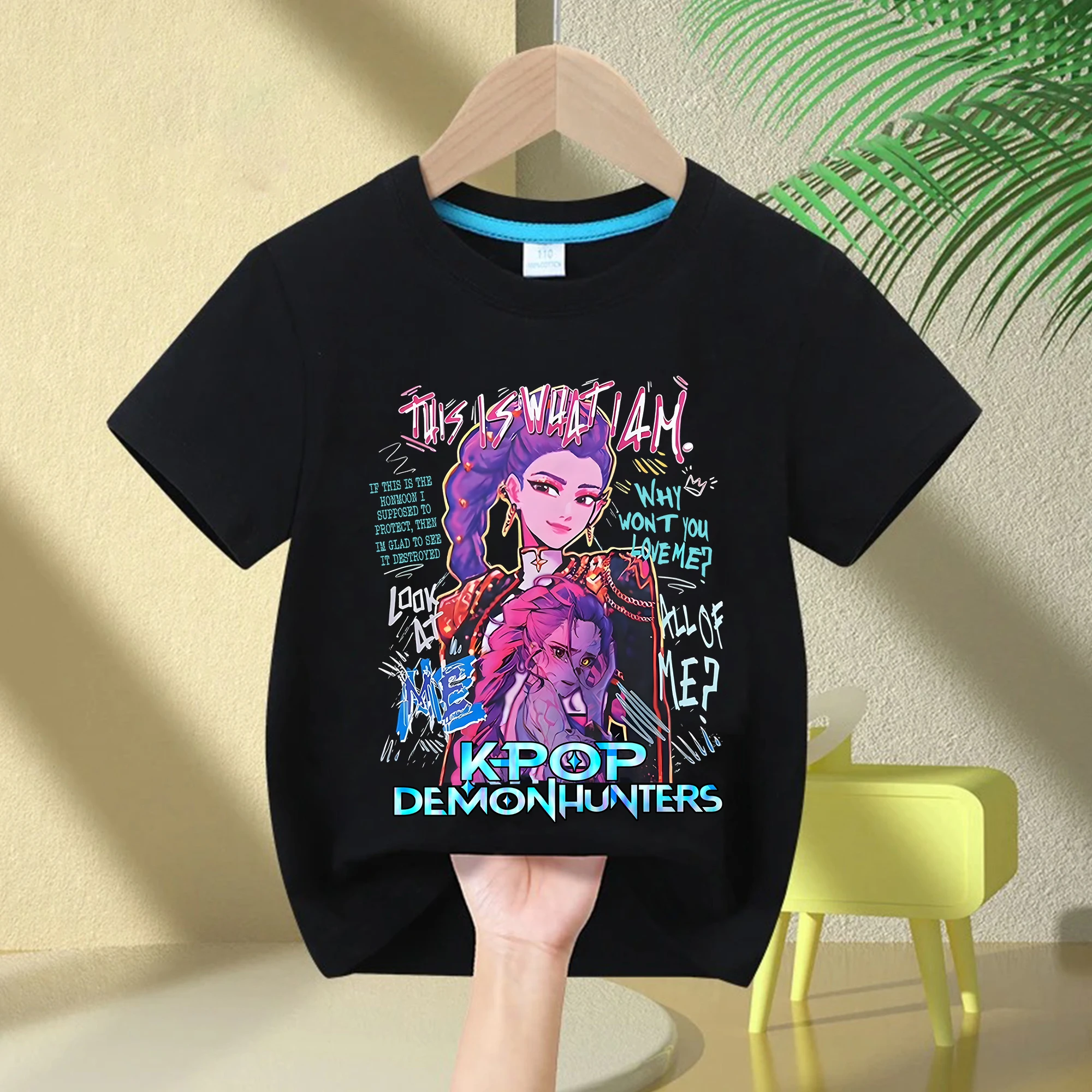 

2025 KPop Demon Hunters Girls Boys Tee Crew Neck Cartoon Casual Baby Girl Clothes Kids T-shirt Print Fashion Casual Tops