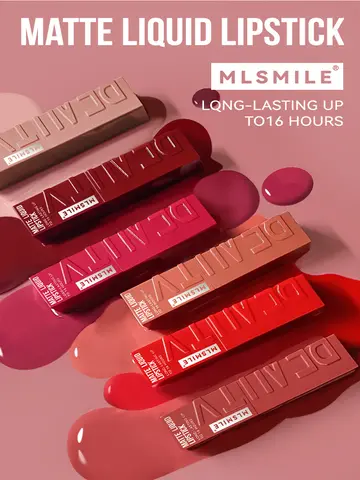 MLSMILE 6 colori Tazza antiaderente Velluto Satin Gloss Smalto labbra Nebbia Rossetto liquido opaco Liquido colorato impermeabile a lunga durata