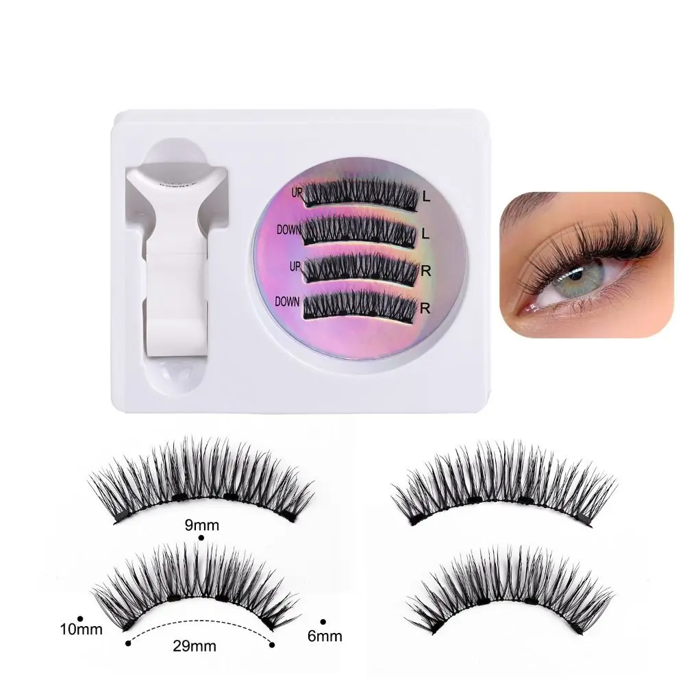 Fashionable Natural Magnetic Eyelash Kit Reusable 3D Non-glue False Eyelashes Glue-free Wispy Long Manga Lashes Novice