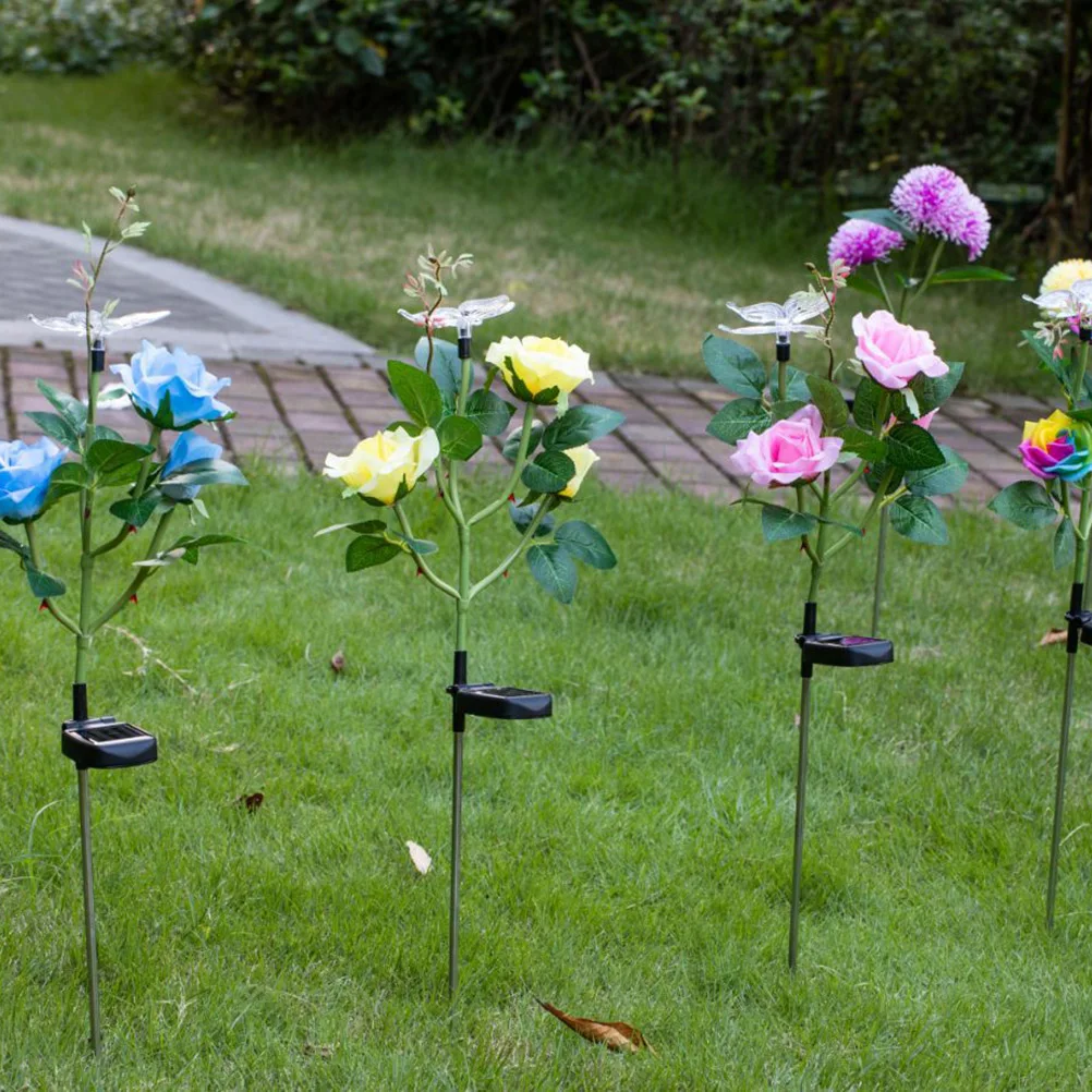 Solar Powered Led Garden Stake Lawn Lamp Outdoor Decorative Landscape Lighting Waterproof 8-10Hrs Yellow Flowers