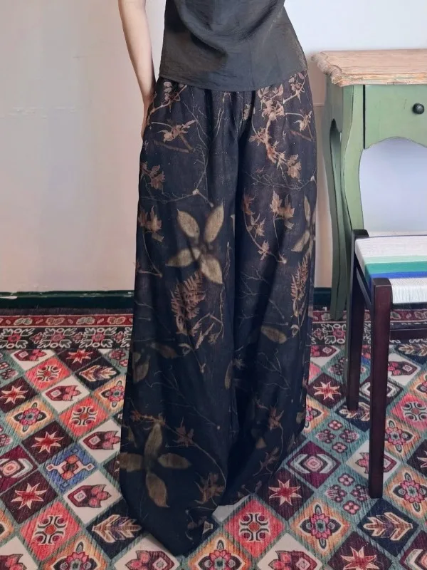 

Women's Casual Wide Leg Pants Silk Texture Loose Fit Summer Jeans Natural Waist Mild Stretch Cotton 100% Fabric