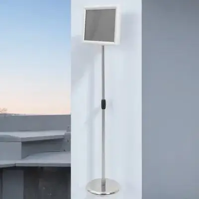 A4 Floor Standing Poster Holder Stainless Steel Frame with PP Base Stable Poster Display Stand Sign Rack Stanchion Sign Holder