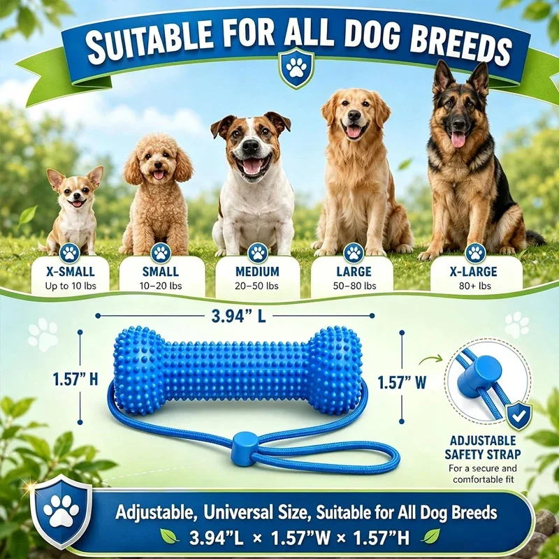 Langlebiges Kauspielzeug aus Gummi in Knochenform für Hunde, Zahnreinigungsspielzeug für die Backenzähne, Hilfsmittel zur Mundpflege und zum Zähneputzen für kleine, mittelgroße und große Hunde. – Detail 2