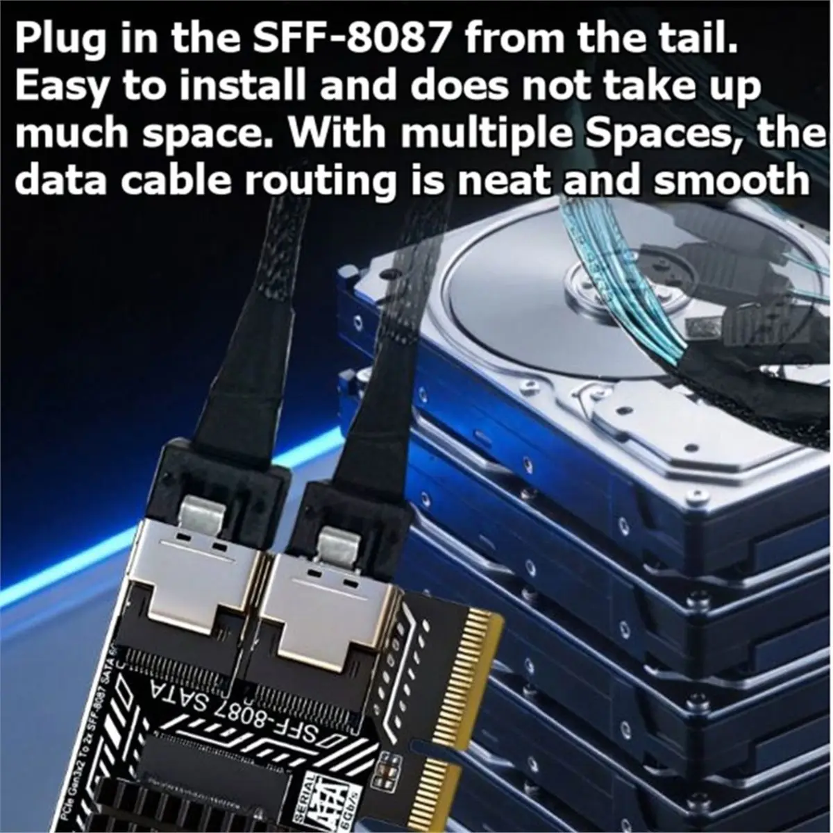 NEW FACTORY~PCIe to 2 Port SFF-8087 Expansion Card Mini SAS 4i to SATA 3.0 6Gbps Adapter Support 8 HDDs PH5087 Half Height