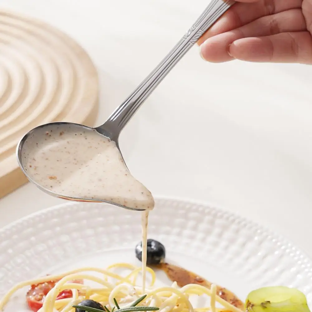 ملعقة تقشط الزيت غير الضارة، ملعقة زيت متينة من الفولاذ المقاوم للصدأ للتجديف بدون جهد، مطعم منزلي، مطابخ الفنادق، سهلة #5