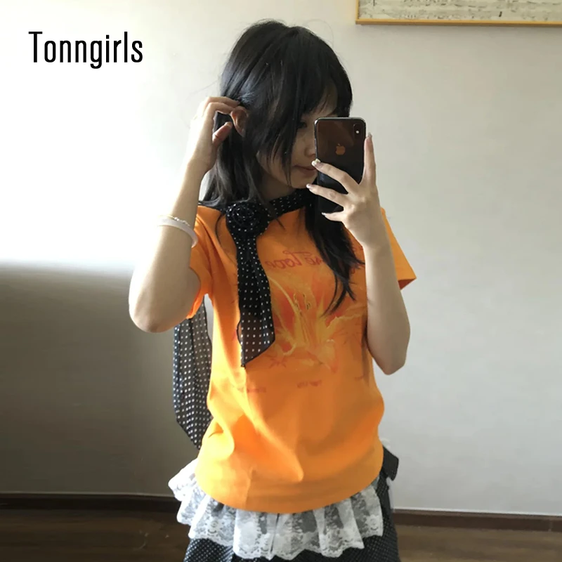

Tonngirls Y2k Japanese T-shirt Women Short Sleeve Print Graphic Tops Streetwear 2000s Aeshtetic Vintage Tshirts E-girls Tee Tops