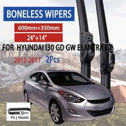 For  Hyundai i30 GD GW Elantra GT 2012-2017 Car Front Wiper U-Shape Soft Rubber Boneless Wiper HD Silent Durable Wiper 24