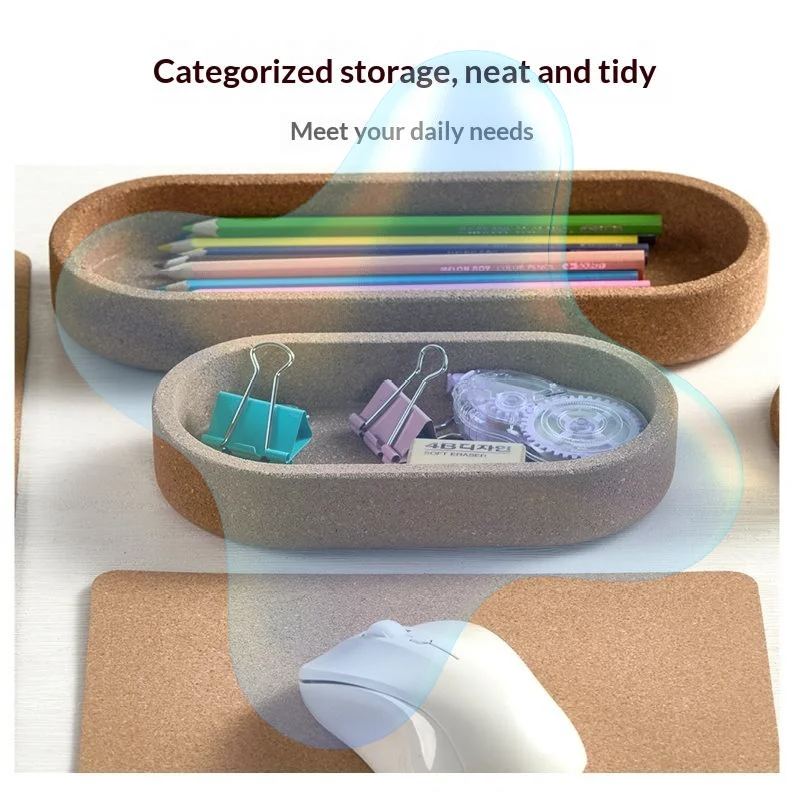 Versatile Cork Storage Tray Tea Cup Mat  Organizer  Planter DIY Home Kitchen Counter Decor