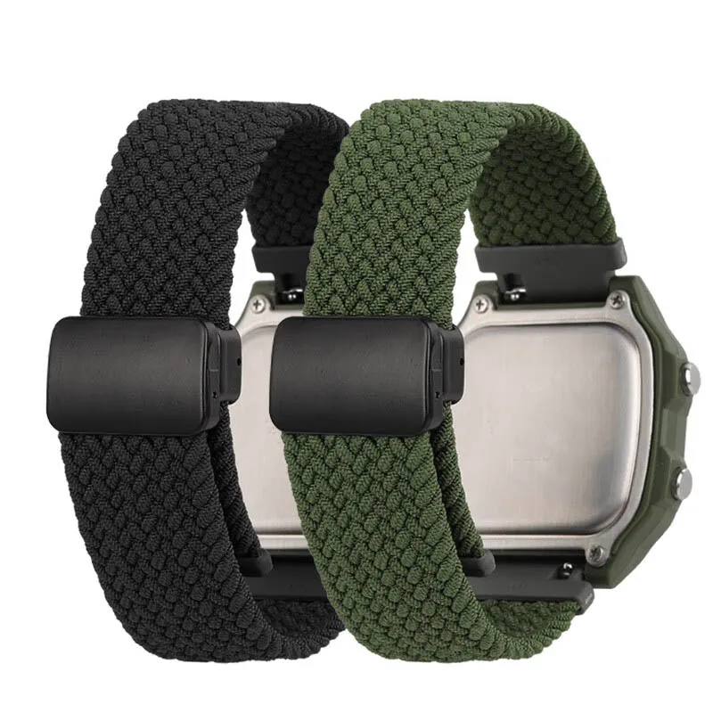 Nylon strap18mm For Casio AE-1200WH/1300/1000 A159 A158W A168/F91W SGW400 AQ-150W W218 woven elastic fabric watchband  bracelet