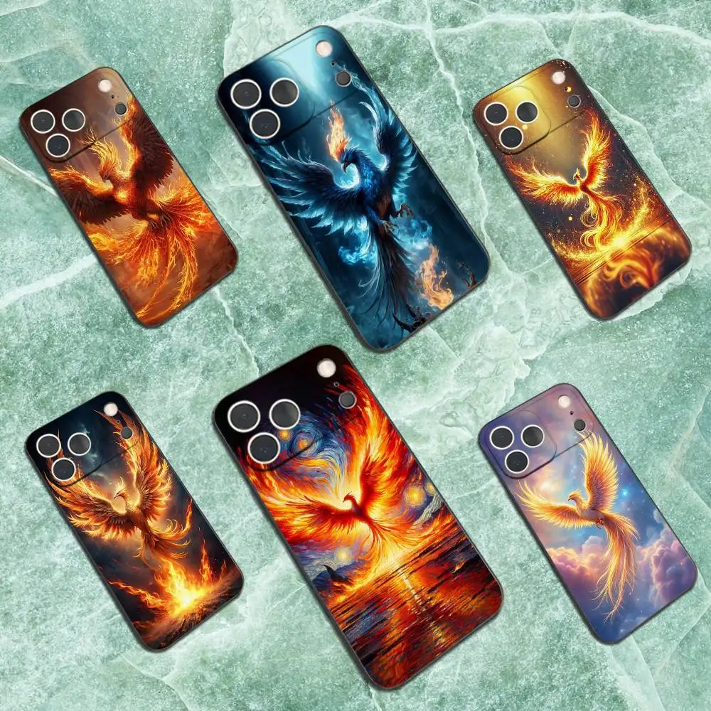 

Myth Art Phoenix For iPhone 8,7,11,12,15,14,13,16,17,Plus,Pro Max,XS,X,XR,SE,Mini,Soft Silicone Black Case