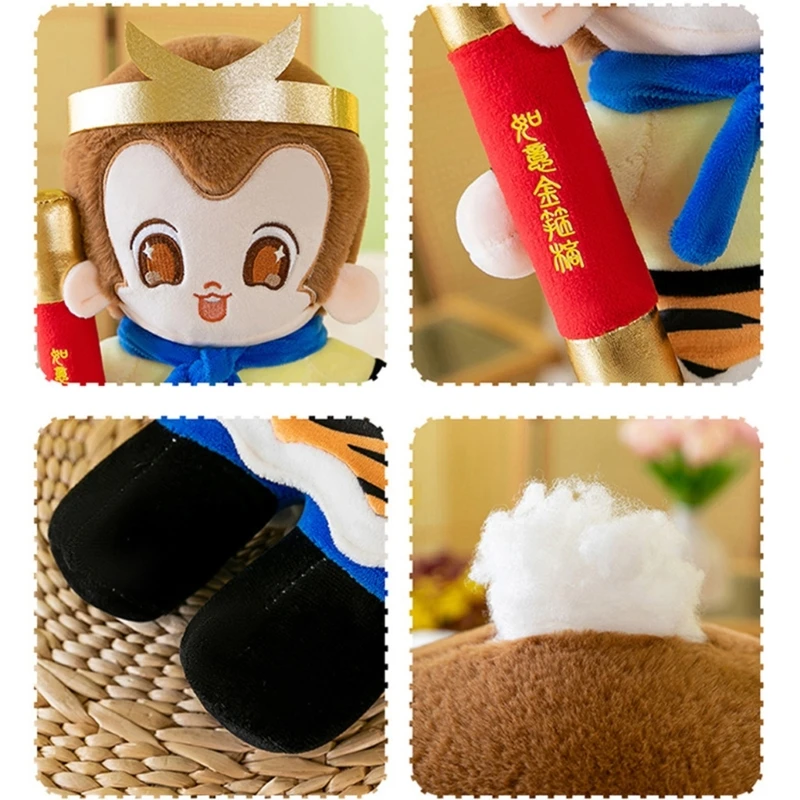 Sun Monkey Plush Dolls for Adult Child Nondeform Plush Stuffed Toy Mythical Monkey Collectible Plush Character Dolls