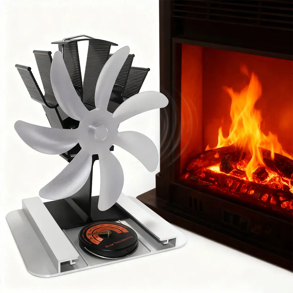 Wood Stove Fan with 7 Blades for Silent Operation and Efficient Heat Distribution Powered by Fireplace Heat Without Electricity