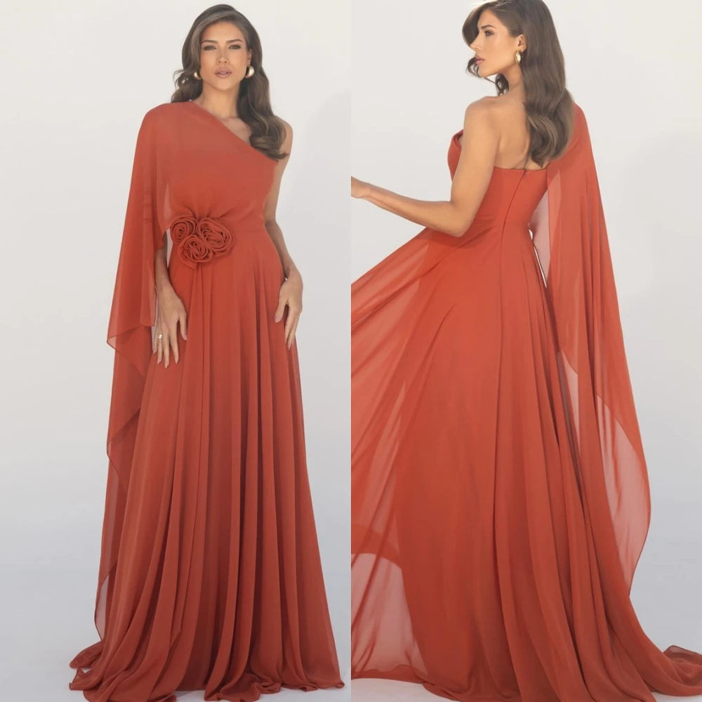 تخصيص الحديثة الشيفون واحد الكتف ألف خط مساء اللباس رشيقة الزهور فساتين حفلة موسيقية لينة فساتين المناسبات الخاصة