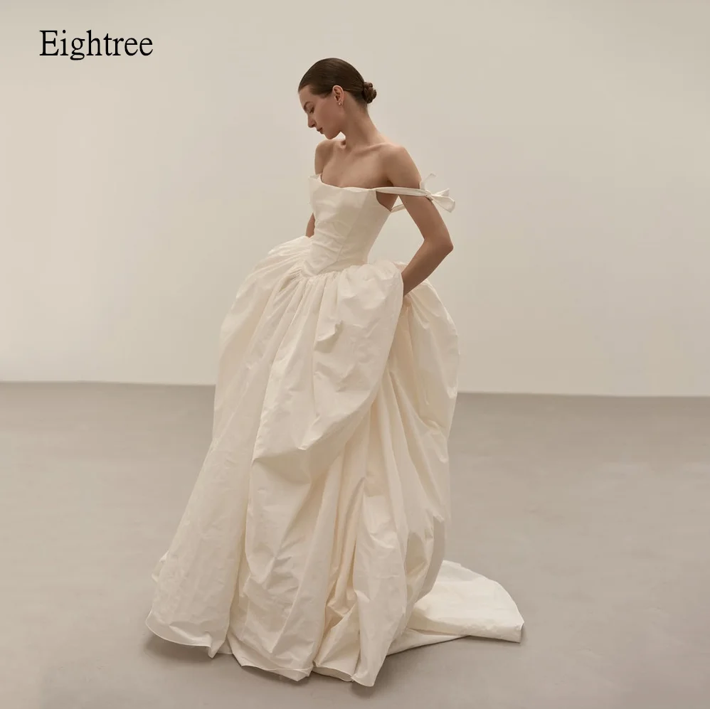 Eightree Bow Off The Shoulder A Line Wedding Dress Backless Bride Dresses Floor Length Evening Gowns vestidos novia Customized