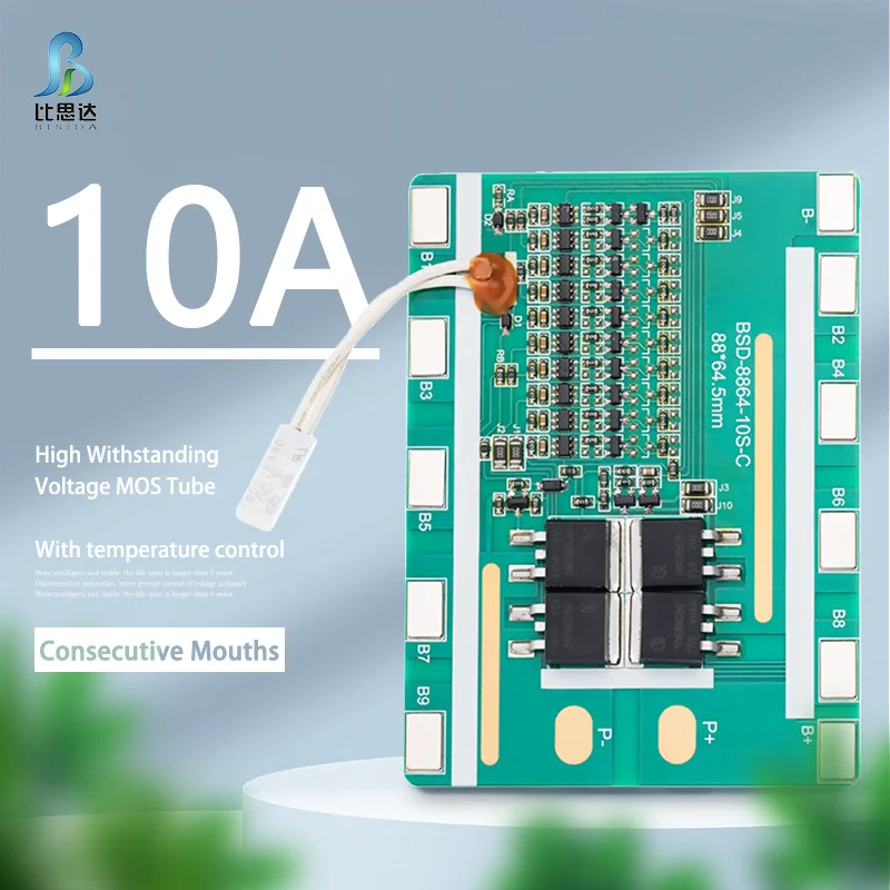 Bisida BMS 10S 36V 10A Lithium Battery Charger Protection Board Battery Management System for Electric scooter battery pack