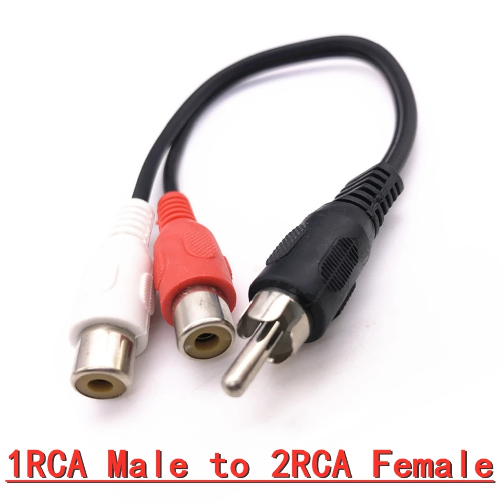 1RCA do 2RCA z męskiego na męskie do żeński do żeńskiego z męskiego na męskie kabel splittera rozdzielacz Audio dystrybutora złoty kabel głośników