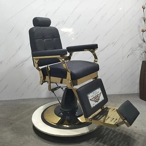 

Hair Cutting Black New Barber Chair Barber Shop Salon Chair Customizable Height adjustable Circular base