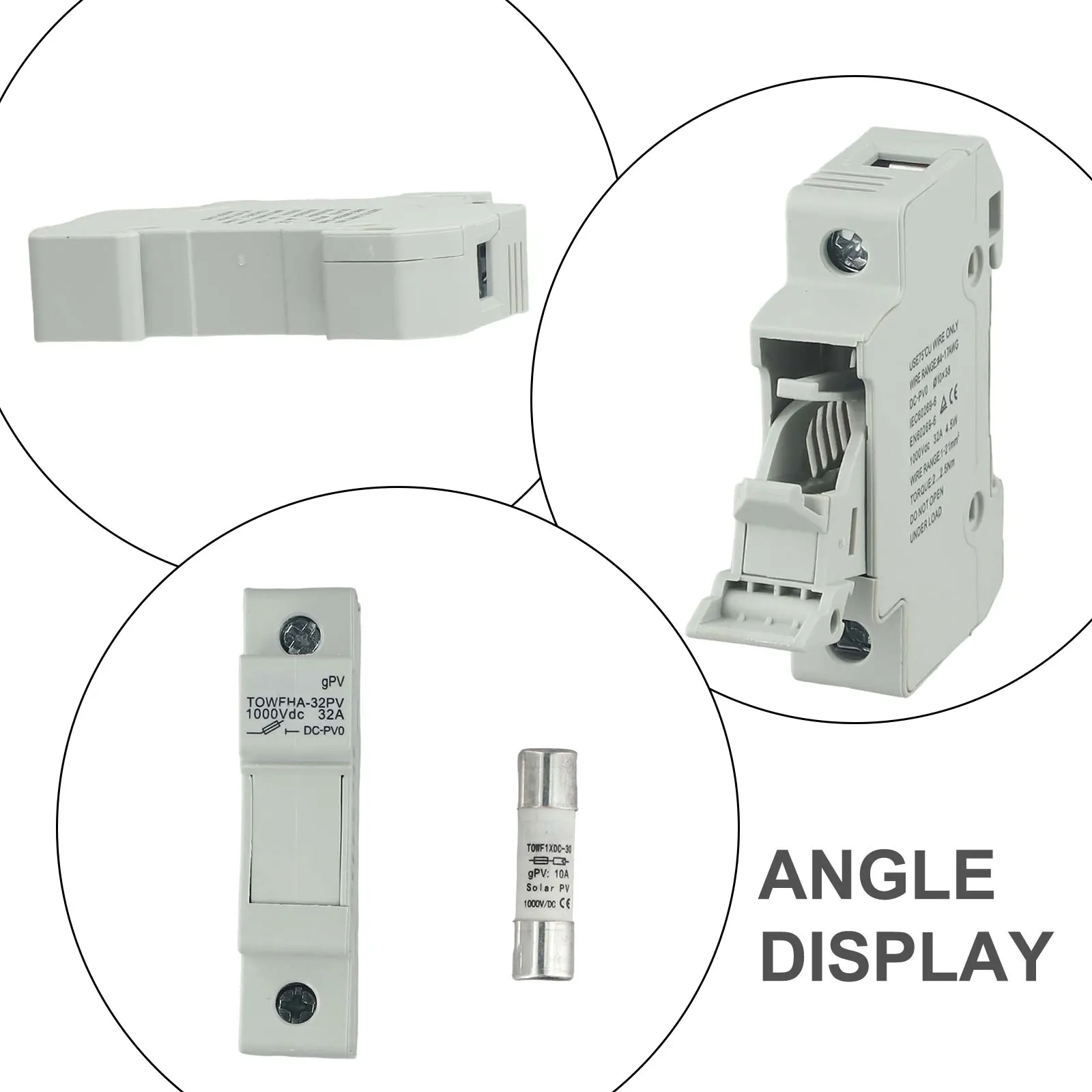 تطبيقات الطاقة الشمسية مجموعة حامل الصمامات للحماية الكهروضوئية البيضاء تصميم مقاوم للحرارة عزل عالي ميزات 10A PV فيوز