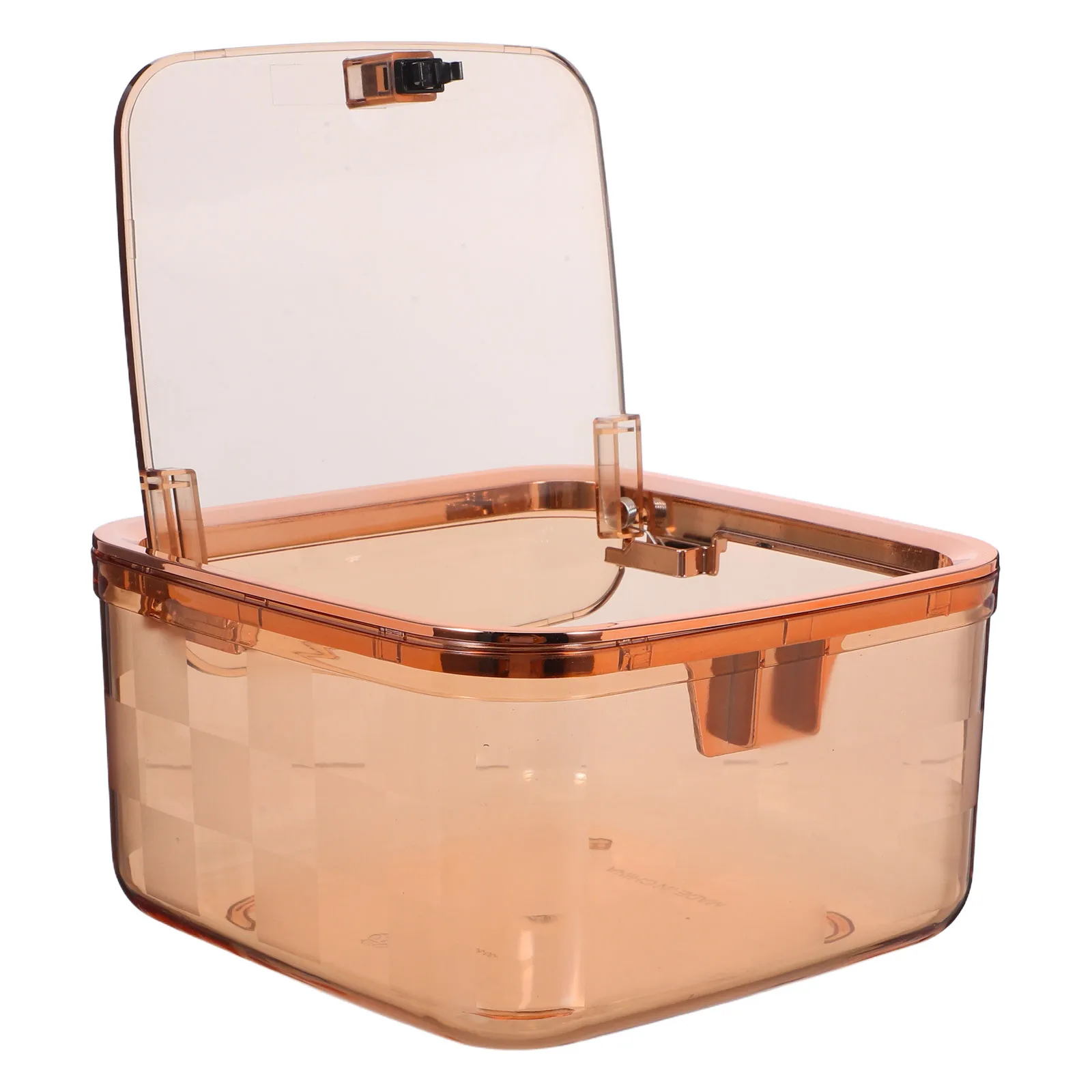 

Mini Desktop Trash Can Press Top Lid Transparent Garbage Bin Grid Texture Office Home Vanity Table Compact Dual Functionality