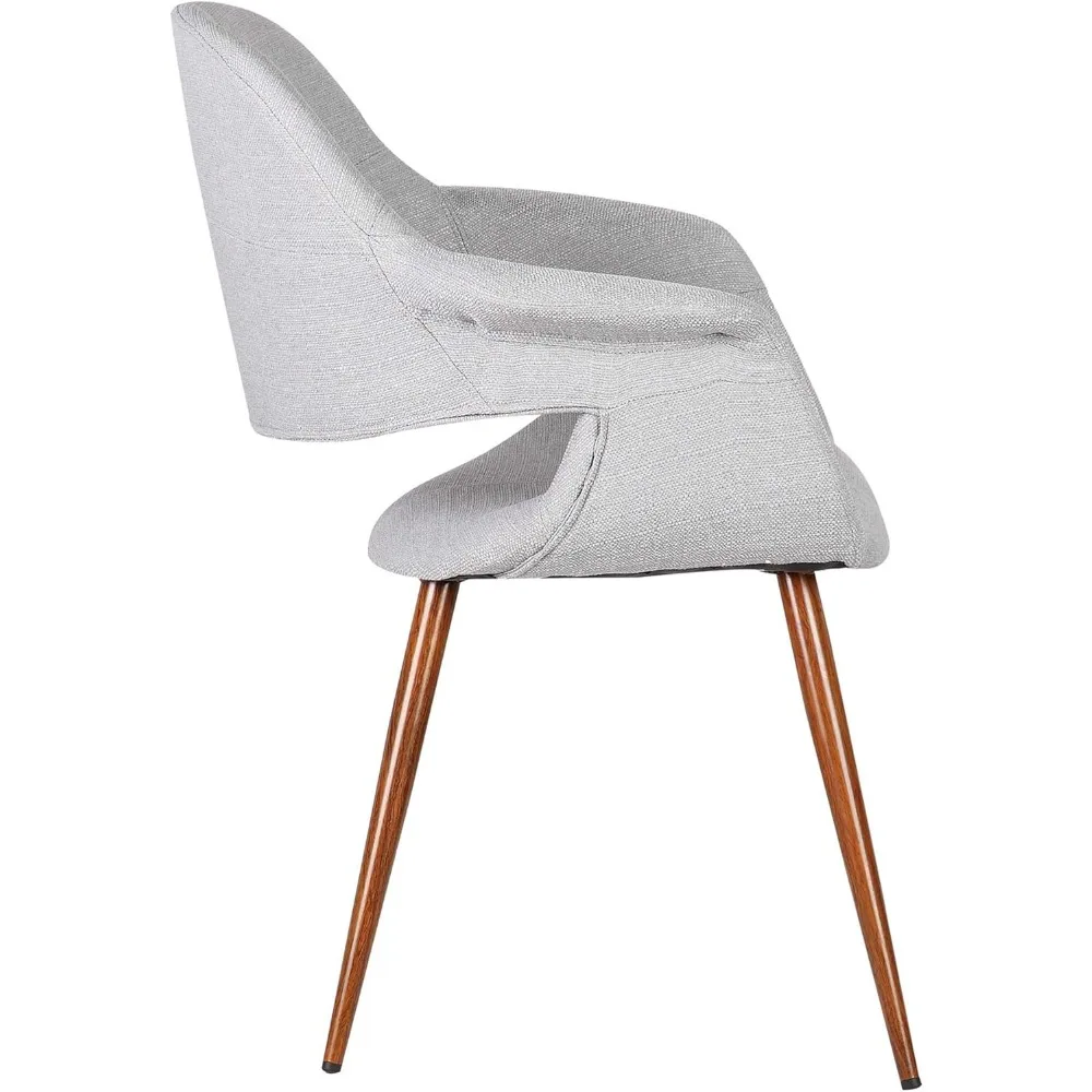 كرسي فيبي حديث من القماش الرمادي في منتصف القرن مع لمسة نهائية من خشب الجوز لتناول الطعام أو المطبخ أو الاستخدام المكتبي #5