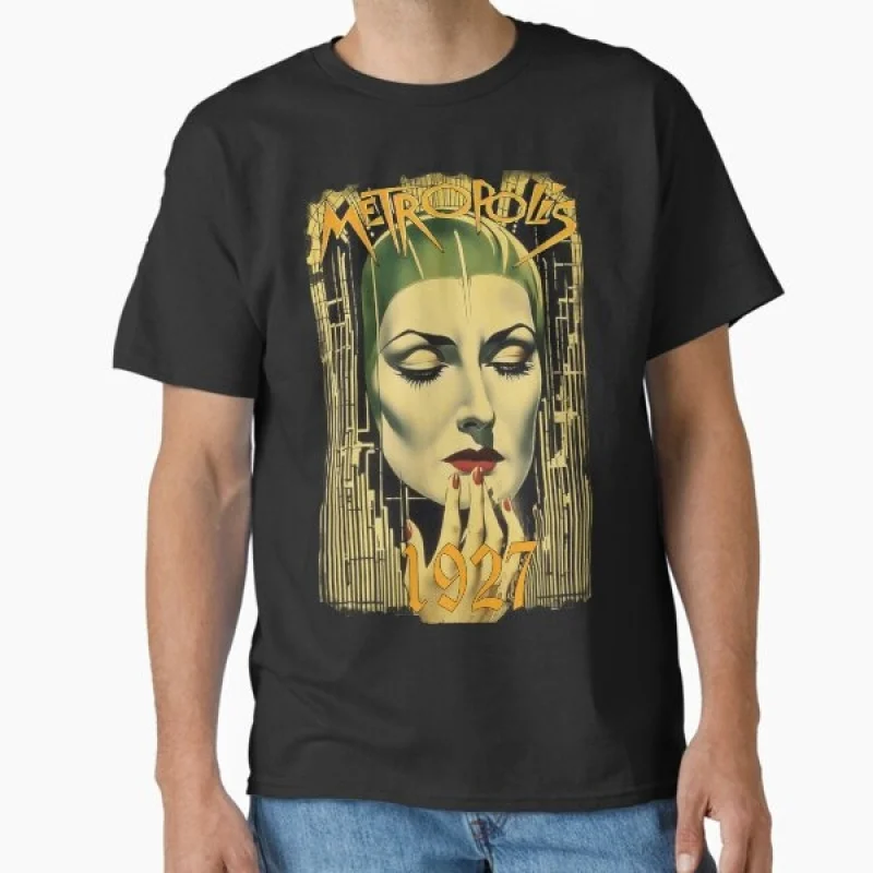 

Fritz Lang's Movie Metropolis 1927 German Sci-Fi Gift t shirt 0323 Cyberpunk Robot Maria Graphic Clothes Large size Tops S-6XL
