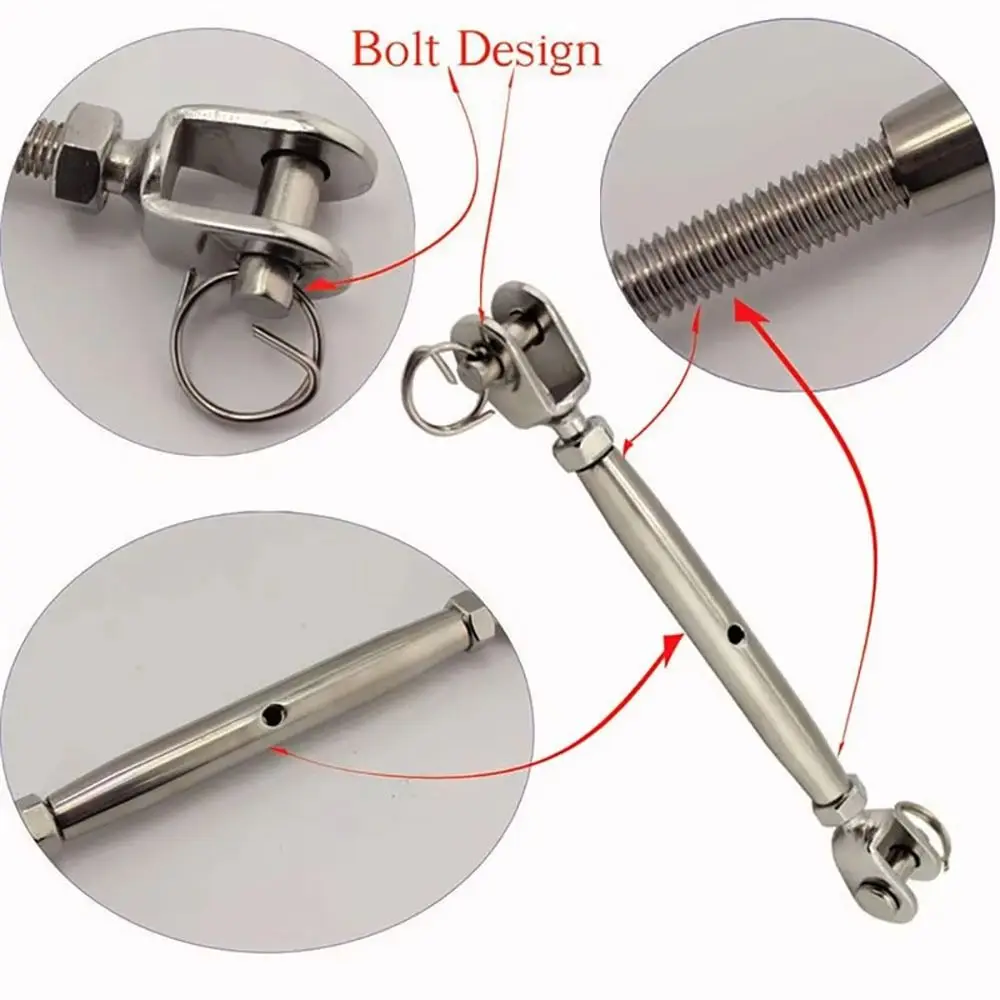 1Pcs M5-M24 Closed Body Turnbuckle 304 Stainless Steel Silver Rigging Screw Closed Body Rust Resistant Wire Rope Tensioner
