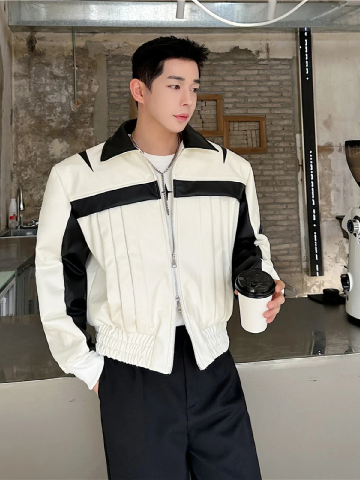 Casual hoogwaardig leer Color-Blo Design Jaet lichtgewicht luxe Sle lente herfst bovenkleding voor heren