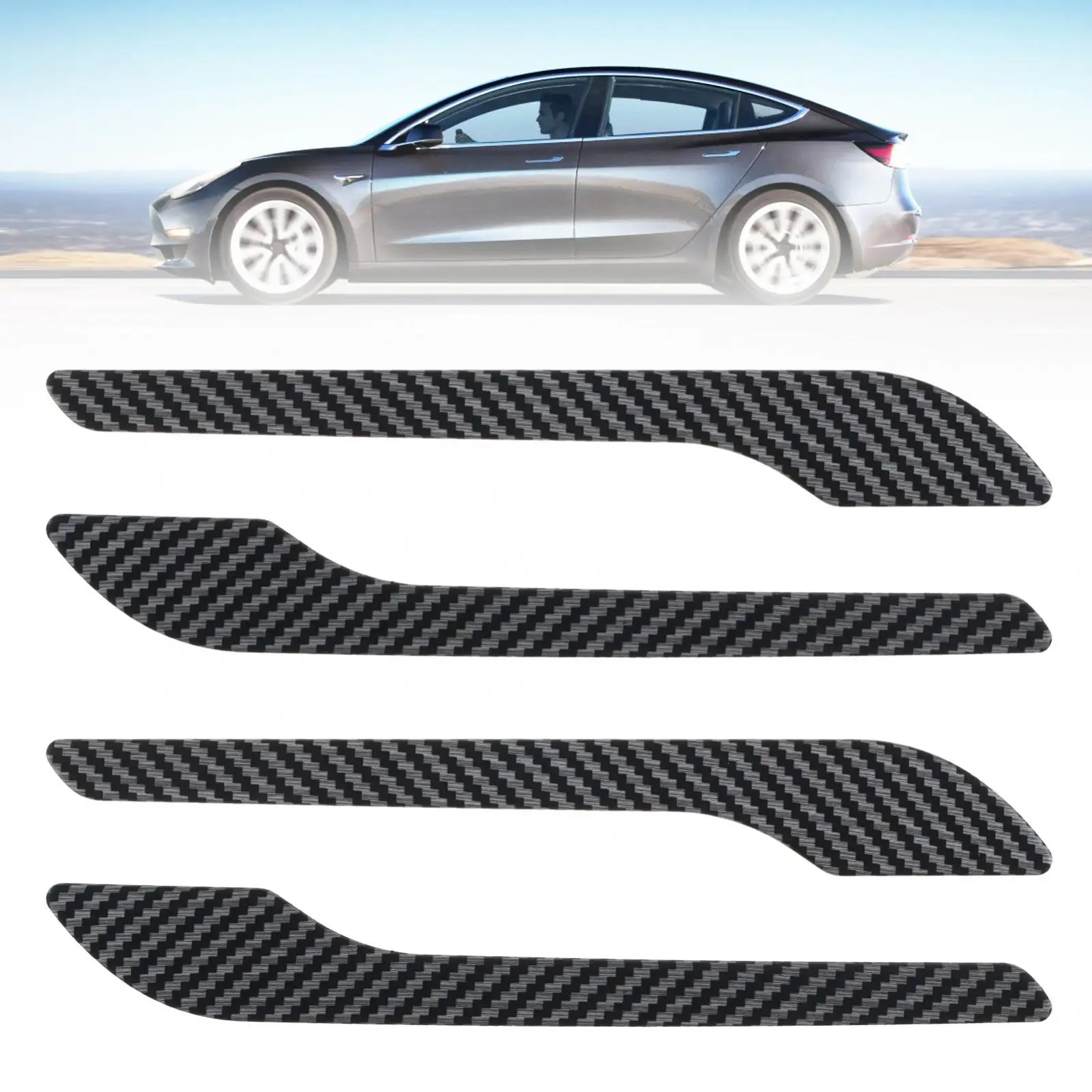 غطاء مقبض باب السيارة من ألياف الكربون غير اللامع المقاوم للخدش ، غطاء بلاستيكي مزخرف ، مناسب لتسلا ، 4 2.8