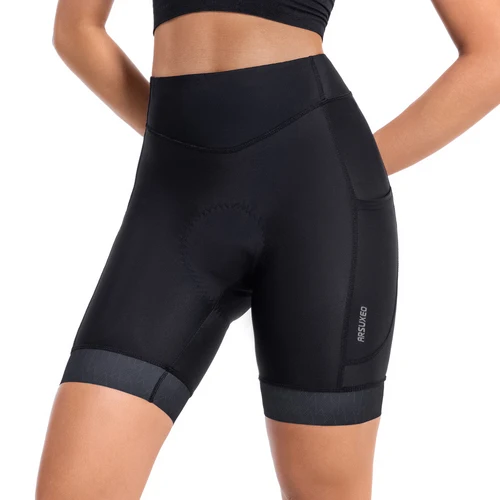 Imagen 2 del producto ARSUXEO Pantalones cortos acolchados para bicicleta, pantalones cortos de ciclismo para mujer con acolchado, ropa interior para bicicleta, 2 bolsillos