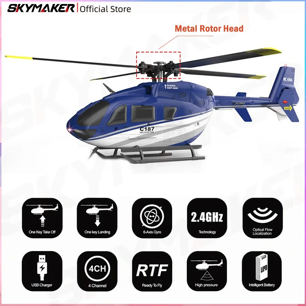 RC ERA C186 BO105 C187 EC135 RC Helicopter 1:48 2.4G 1:484CH 6 Axis Gyro Stabilization Altitude Hold RTF Aircraft  Model Toy ﻿