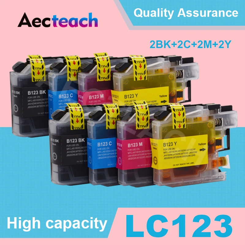 Aecteach For Brother LC123 Ink Cartridge Compatible For MFC-J4510DW MFC-J4610DW Printer Ink Cartridge LC121 MFC-J4410DW Printers