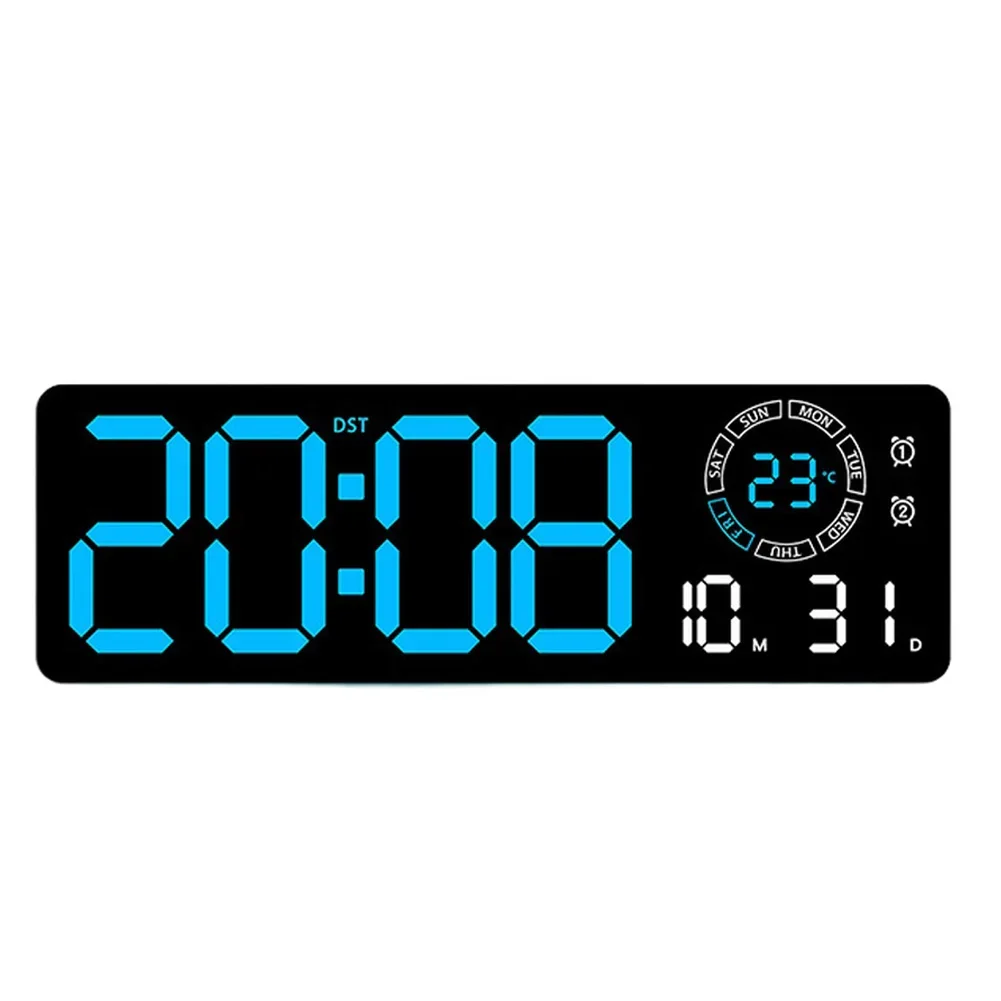 Cozy Ambient Lighting Clock Home Decor Ambient Night Light Digital Wall Clock Manual Brightness Control Time Date Week Display