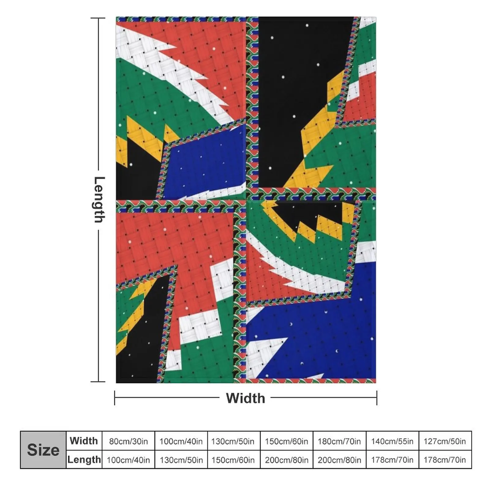 Attractive original abstract geometric artwork, inspired by the South African flag in a vintage style. Throw Blanket