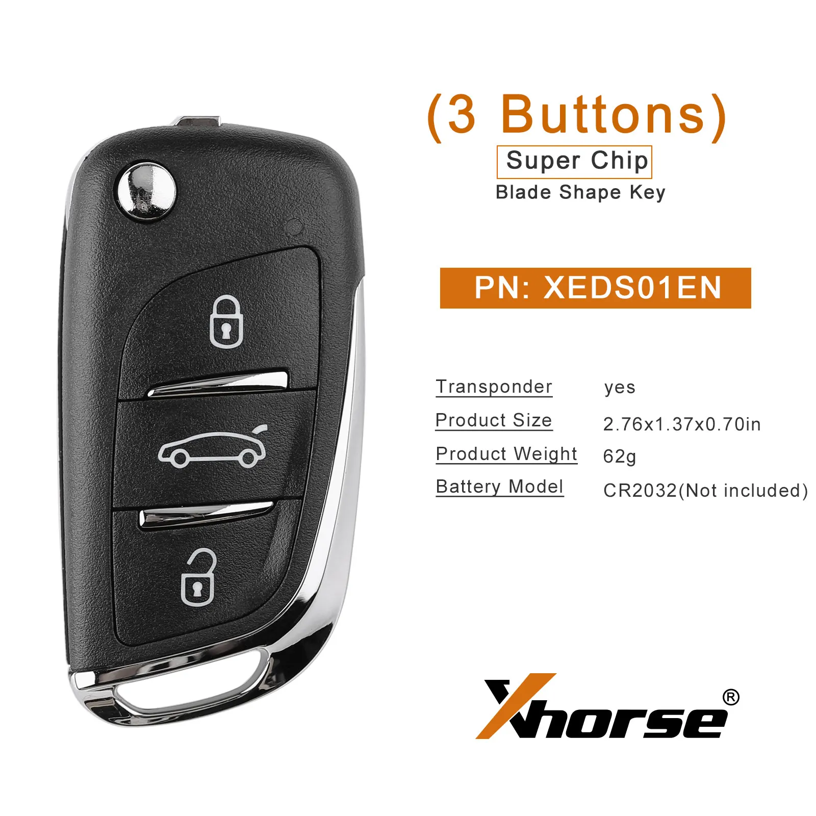 Xhorse XEDS01EN DS 스타일 3 버튼용 VVDI 슈퍼 원격 키 2개/몫