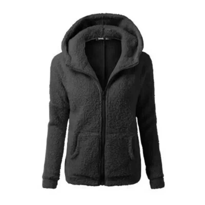 Jacke Langarm Frauen Pullover Outwear Winter Reiß verschluss Kapuzen mantel Wolle Baumwolle Frauen warmen Frauenmantel Anorak Frauen