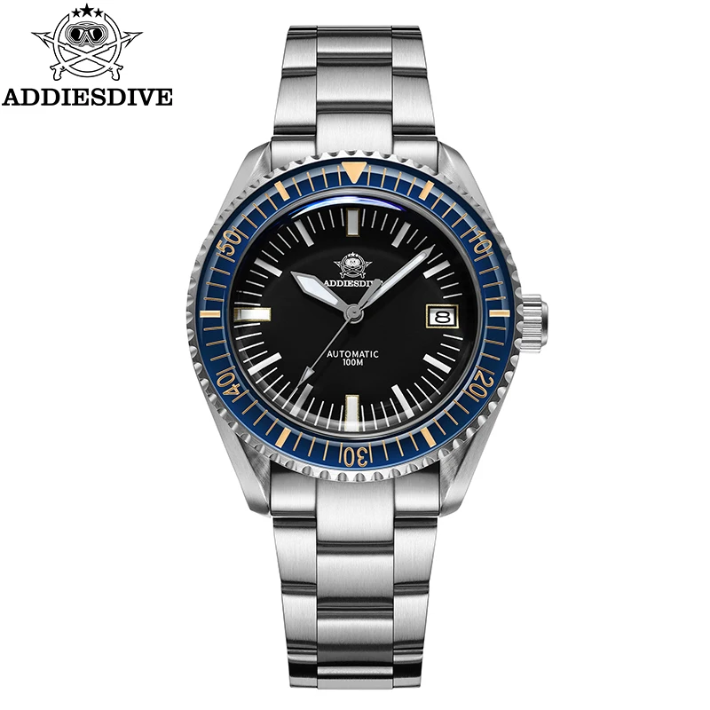 

ADDIESDIVE Men's Automatic Watch Sapphire Crystal Calendar Window BGW9 Blue Luminous 100m Diving NH35A Mechanical Watches