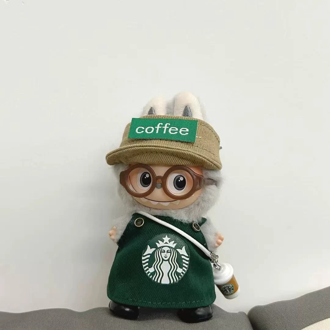 Ropa Starbucks labubu, ropa labubu de moda para muñeca labubu, adecuada para muñecas de 6,65 pulgadas, decoración de regalo para fiesta de Halloween