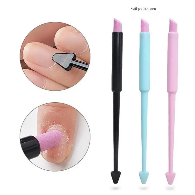 2Pcs Double Head Scrubs Stone Quartz Nail Art Pusher Cuticle Remover Spoon Cut Decoration Care Pen