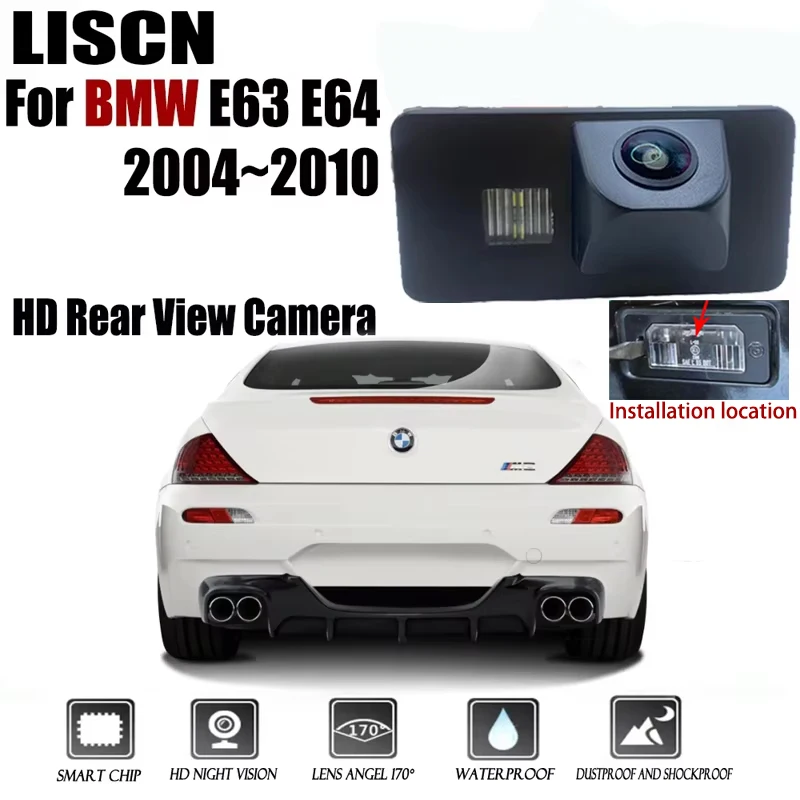 For BMW E63 E64 2004~2010 CCD Night Vision Backup Camera License Plate Camera Reverse Rear View Camera