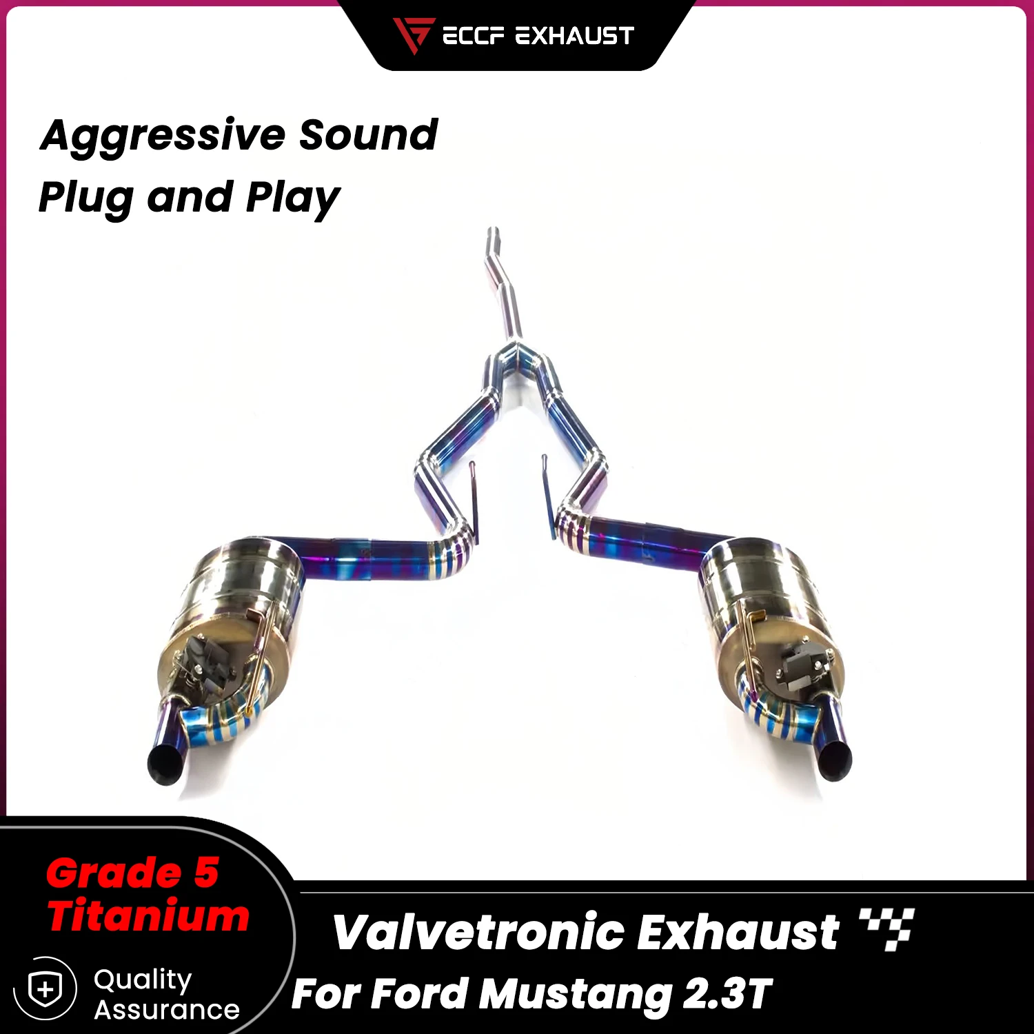 

Valvetronic Exhaust TItanium Sporty Catback Exhaust for Ford Mustang 2.3T Freely Adjustable Sound Control Easy Installation
