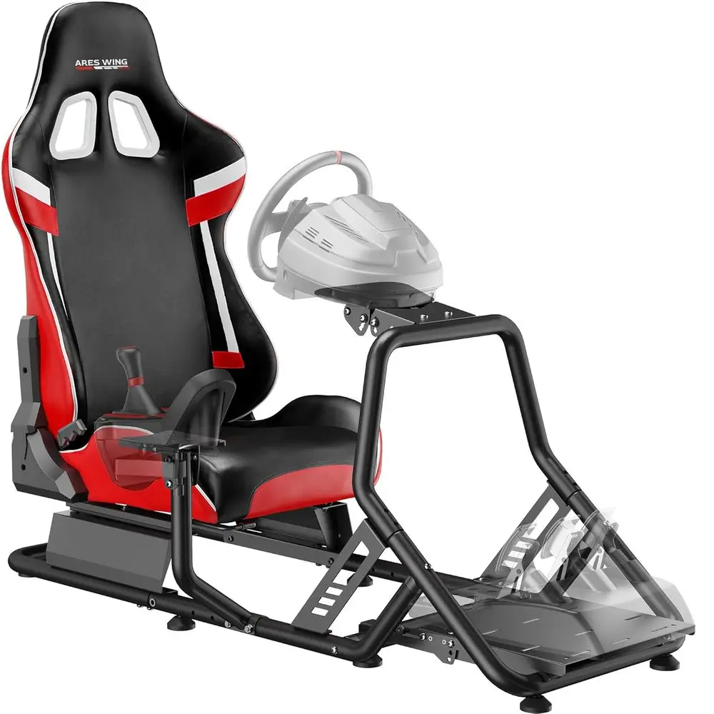 Racing Simulator Cockpit with Seat, Compatible for Formula and GT Games on PS5, PS4, PC