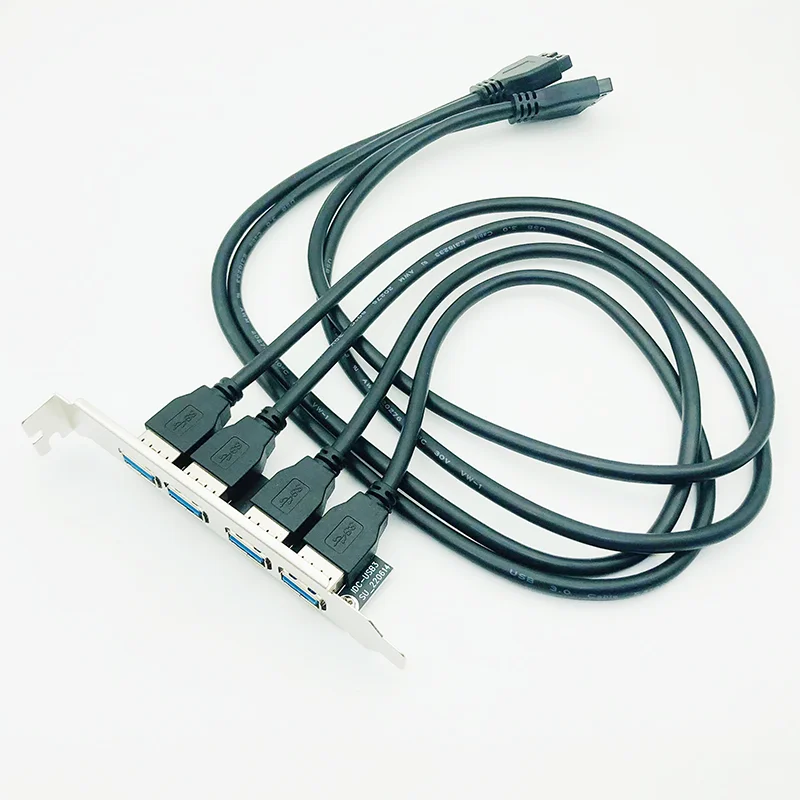 

USB 3.0 Кронштейн расширения задней панели Материнская плата USB 3.0 20-контактный на 4-портовый адаптер перегородки USB3.0 для ПК Компьютерный черный кабель 60 см