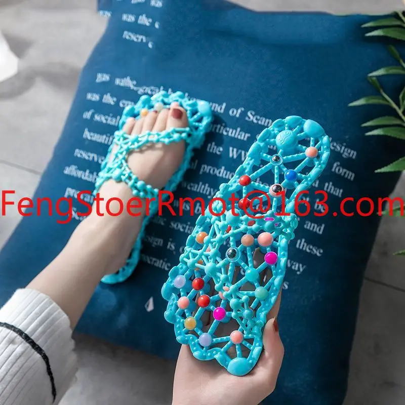 Bathroom summer slippers non-slip indoor bath breathable women hollow foot massage leakage quick drying