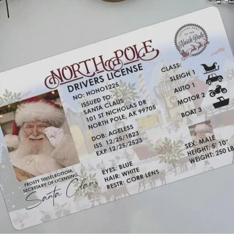 1ks santa ztraceni driver's licence karta santa licence děti DIY claus ztraceni legitimace karta událost večírek dopadnout vánoce dárky z santa