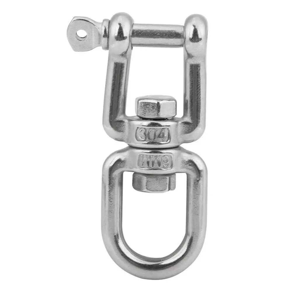 Boat Stainless Steel 6mm Ring Anchor Chain Connector Swivel Hook Clips Diving Jaw Wire Rope Double Shackle Rigging Hardware