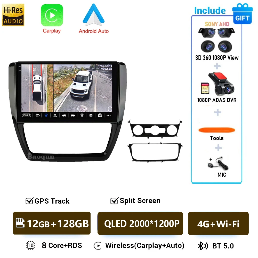 Voor Volkswagen Jetta 6 2011-2018 Android 16 Carplay Auto 4G + WIFI GPS Autoradio Navigatie multimedia Video Player Stereo BT