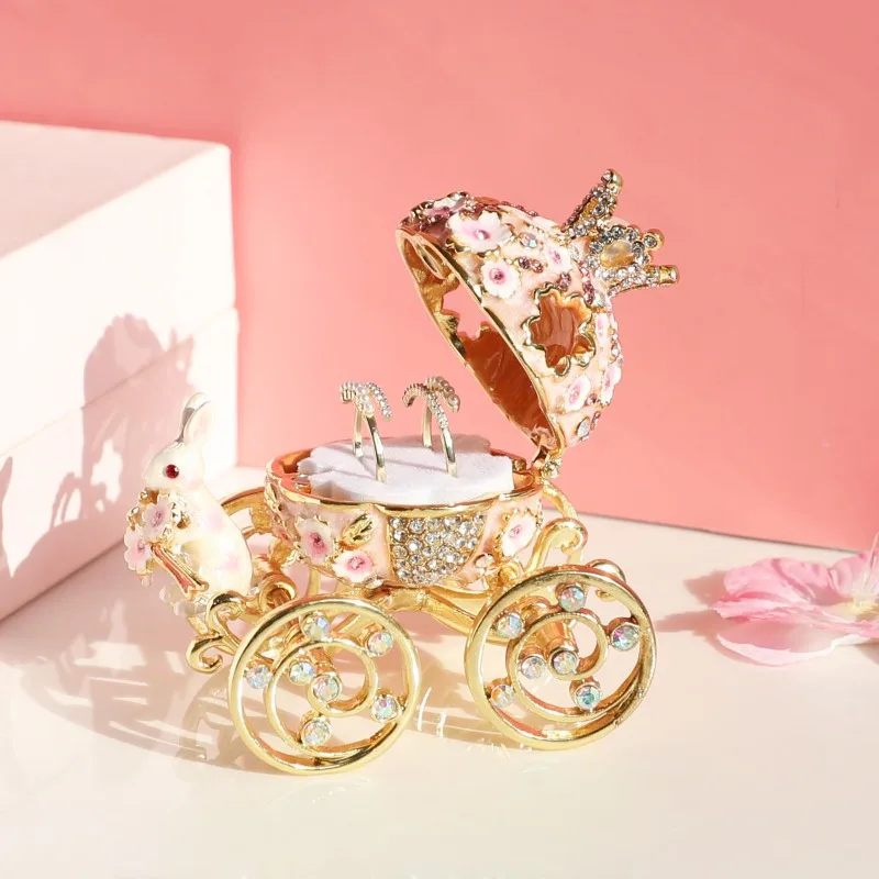 Wedding Ring Box Sakura Rabbit Carriage Home Decoration Girl Heart Gift Necklace Box Crown Jewelry Gift Box