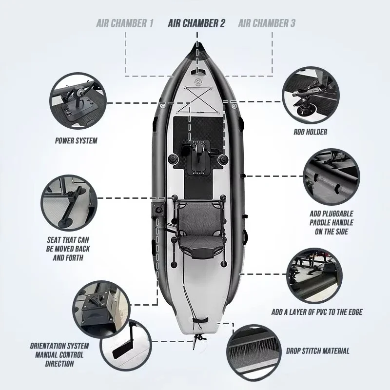 Drop Stitch Kajak Fishing Suing Canoe Rowing Boat Pedal Kayak for Adult Favorite High Quality Infla